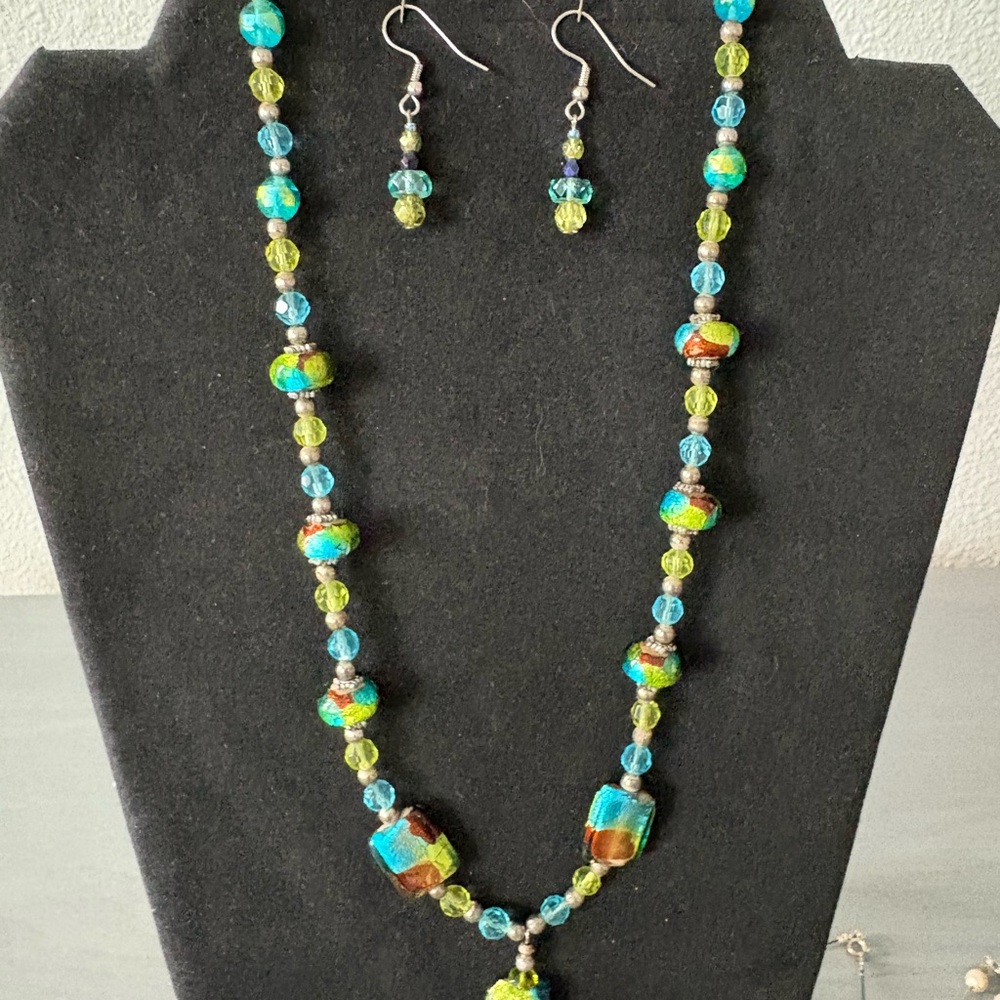 Elegant Multicolor Beaded Necklace and Earring Set